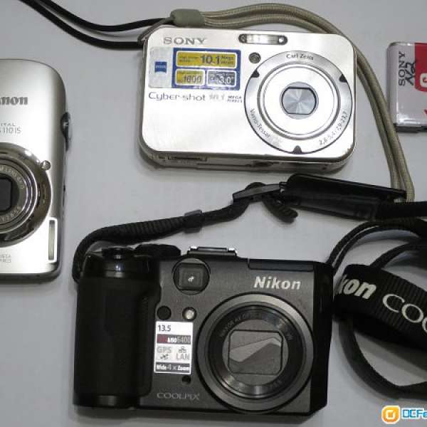 相機3 部 Sony DSC N2 (包電)  Nikon Coolpix P6000   Canon Ixus 110