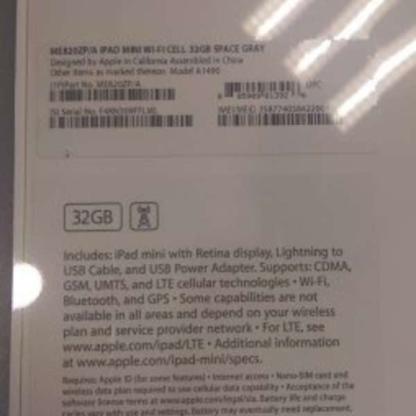 全新未開盒 Apple iPad Mini 2 32GB Wifi LTE Gray