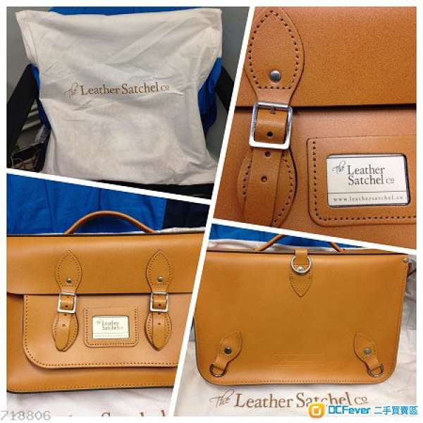 Classic Autumn Tan Leather Satchel 14 inch 100%新 (不包圖中ipad及Macbook)