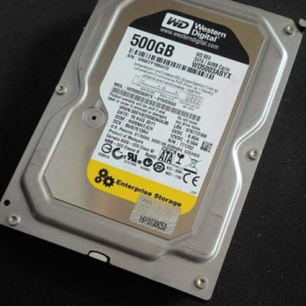 WD RE4 24x7 系列 3.5" 企業級 500GB SATA3 硬碟機 WD5003ABYX 聯強保用至2016年10月