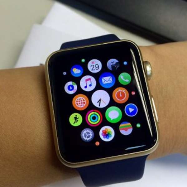99% New Apple Watch 42mm Sport 金色 深藍錶帶