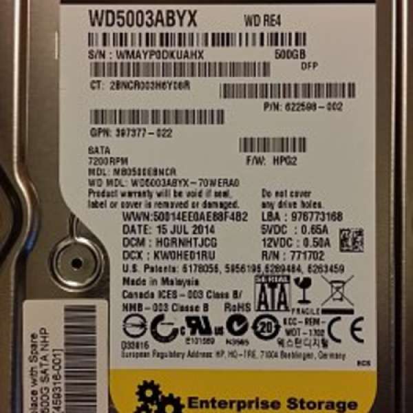 WD5003ABYX (500G) WD RE4  $220