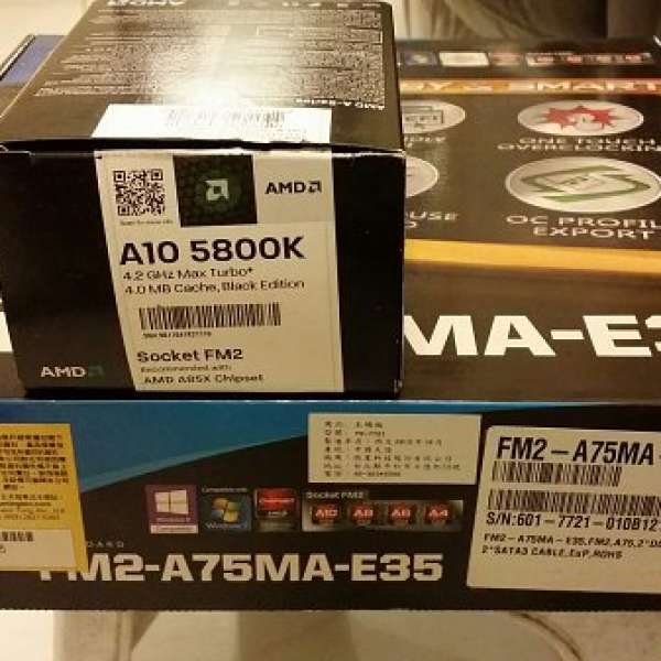 AMD A10-5800K & MSI FM2 A75MA-E35 有單有盒有保