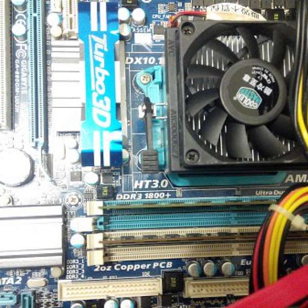 AMD 1055T 6核心CPU, 底板，COOLER MASTER 散熱扇，4GB ram.