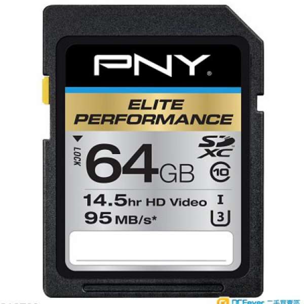 全新PNY Elite Performance High Speed SDXC U3 95MB 64G (4K或旅行 必備)