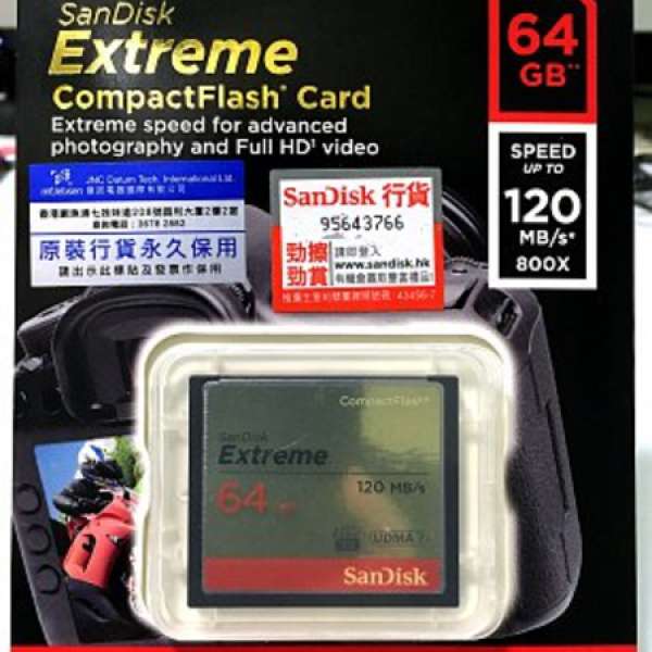 SanDisk Extreme CompactFlash 記憶卡 64GB 120MB/s 800X