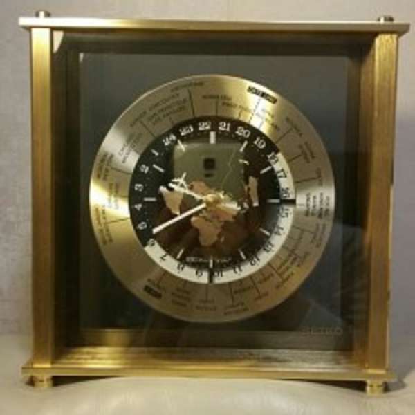 Seiko精工古董金黃銅世界台鐘石英時鐘