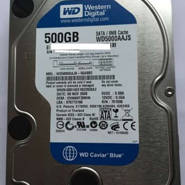 WD Blue 500GB 3.5" Hard Drives (WD5000AAJS)