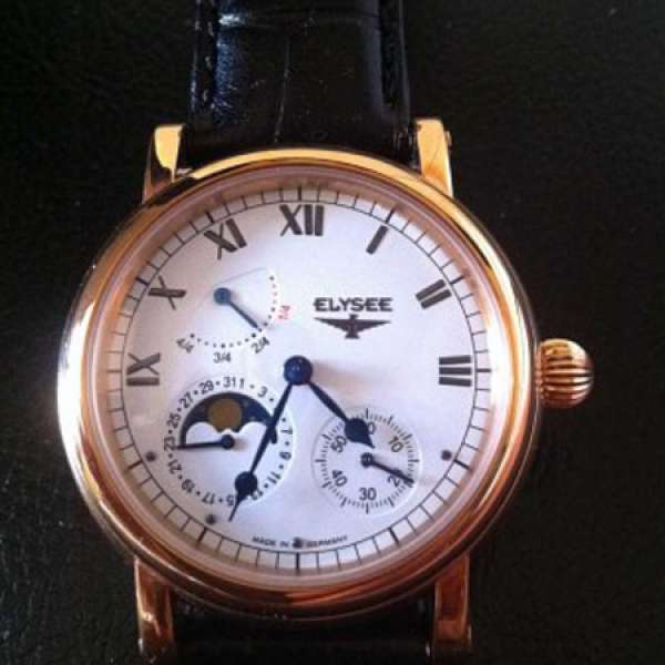 Elysee 25030 Moonphase Automatic Rose Gold Made in Germany (德國造月相自動錶)
