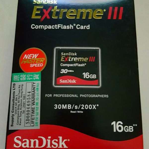 100% work 行貨 SanDisk 16GB Extreme III CF Cards 30MB/s