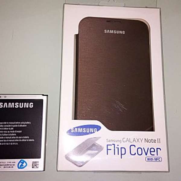 原廠Samsung Note 2 電池 加 filp cover