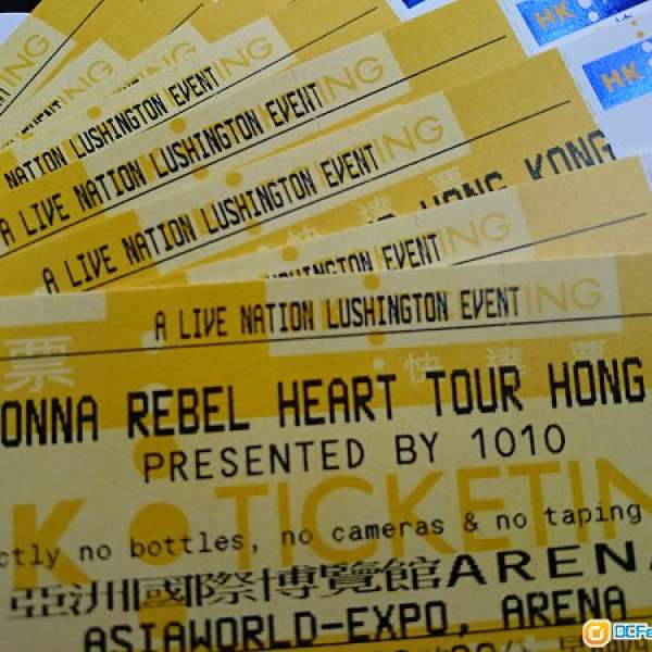 Madonna Rebel Heart Tour 2016 .02.18.麥當娜香港演唱會 $688x4 $1488x2