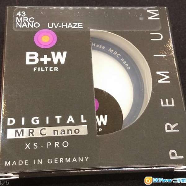 B+W XS-Pro UV MRC nano 43mm filter (99.999999%new)