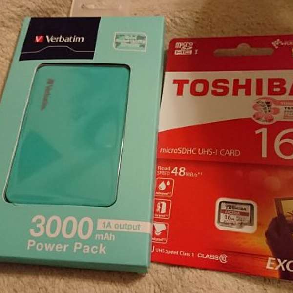 Verbatim 3000mAh 輕薄 Power Pack + Toshiba microSDHC 16GB Class 10