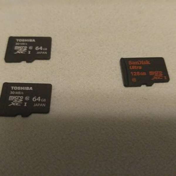 兩張 TOSHIBA 64GB MicroSD 咭 換 一張 SANDISK 128GB MicroSD 咭
