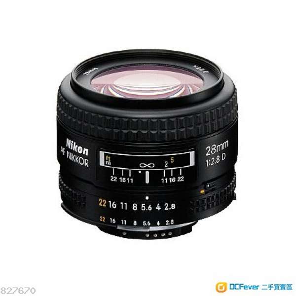 Nikon AF Nikkor 28mm f/2.8D & Nikon HN-2(遮光罩) 行貨 (99% new)