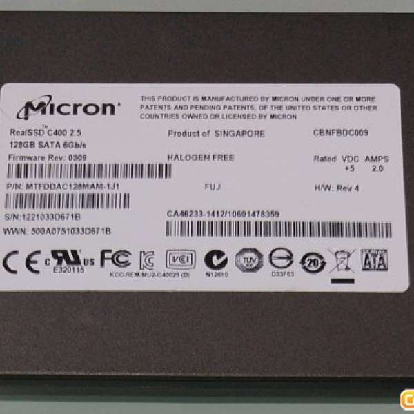 Micron RealSSD C400 128GB 9.5mm SATA3 2.5" SSD