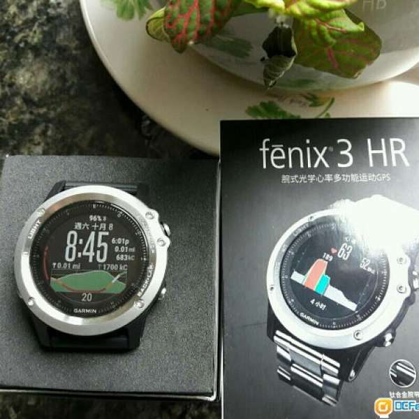 Garmin鋼帶藍寶石錶面中文版 Fenix 3 HR 智能手錶 內置心率 GPS 九成九新，android...