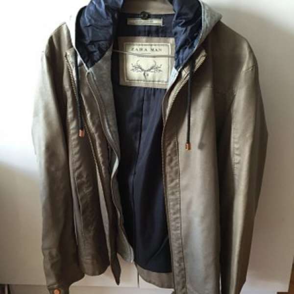 ZARA 男裝 仿皮褸 灰銀色 Leather jacket