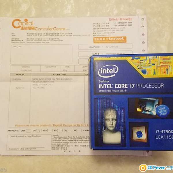 Intel CORE i7 4790K 4GHz 4核心 LGA1150 有盒齊配件 有Capital單 保養到17-05-2020