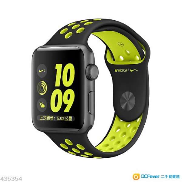 100% New Apple Watch Nike+，42 mm太空灰配螢光黃 Nike 運動錶帶