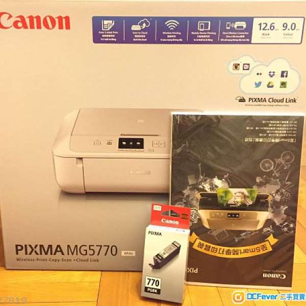 全新白色 Canon PIXMA MG5770 有保養 送墨同相紙