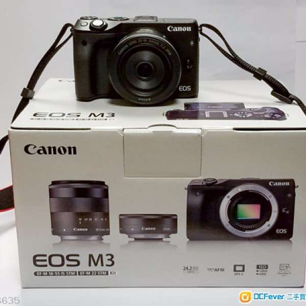 Canon M3 黑色 雙Kit套裝 18-55mm + 22mm 極新!
