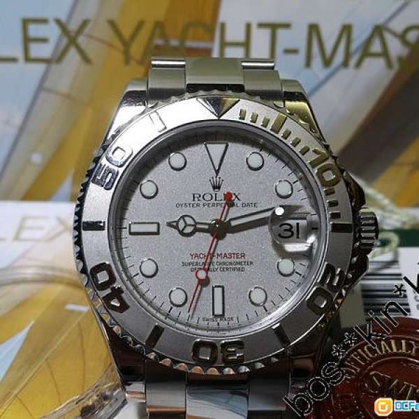 100%真品ROLEX-168622-YACHT-MASTER-Z9頭內圈有字全套齊***95%新淨***