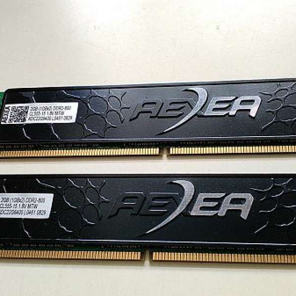 DDR2 800 (1GB x 2) 兩條共2G 單面記憶體,連原裝散熱片,桌面電腦合用