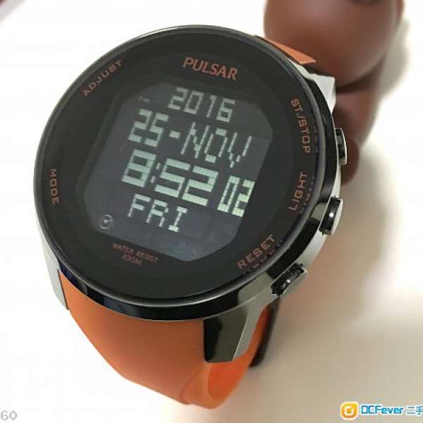 SEIKO PULSAR PQ2013 Digital Chronograph Black × Orange Watch