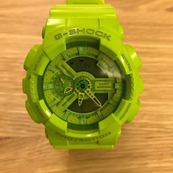 90%新G-Shock GA-110B螢光綠色無盒正常使用$1400即賣MTR交收