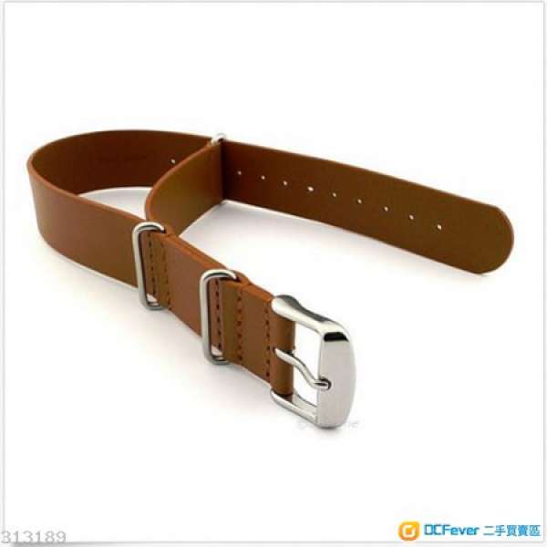 全新皮錶帶 brown  Genuine Leather NATO Wristwatch Strap Band Military 18mm