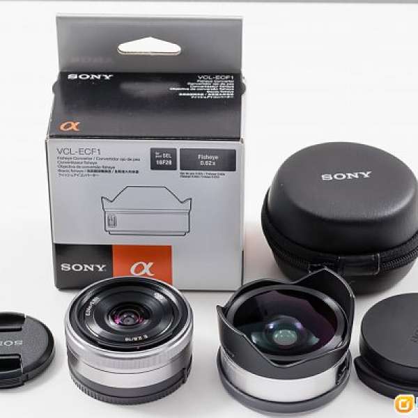 Sony E mount 16mm f2.8 + Fisheye Converter SEL16F28 VCL-ECF1 魚眼