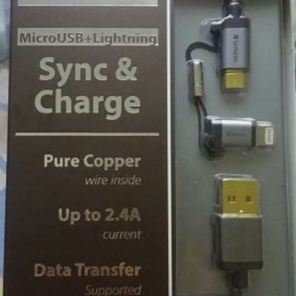 Verbatim 1.2m 2 in 1 Sync & Charge Lightning and Micro USB Cable