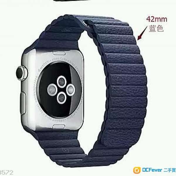 99% 新 Apple watch series2 42mm SILVER 鋁金屬錶殼配深藍色皮質錶帶