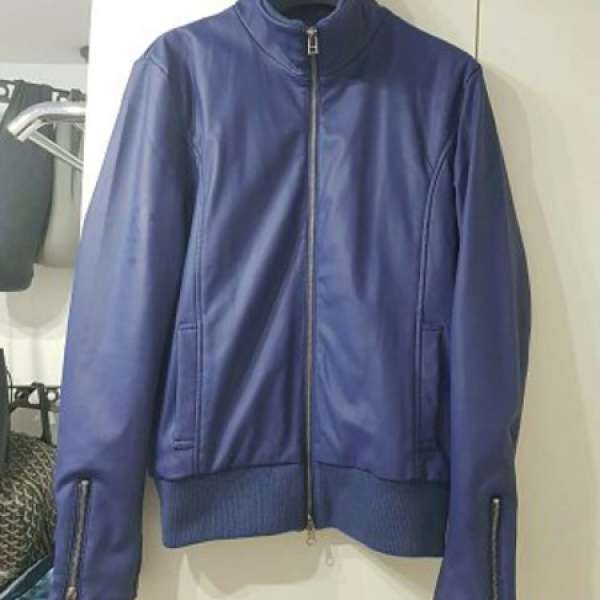 日本Journal Standard 紫藍色 PU leather 拉鏈外套 size M 80%new