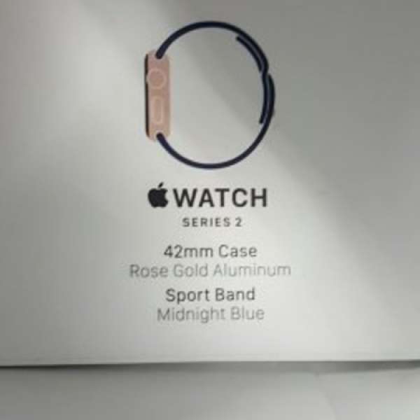 【全新】Apple Watch Series 2 玫瑰金色鋁金屬錶殼配午夜藍色運動錶帶