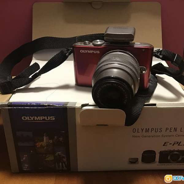 割價 有盒 紅色Olympus E-PL3 機身連14-42mm 鏡及閃燈