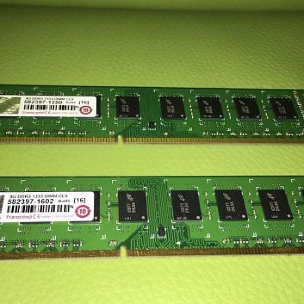 Transcend DDR3 PC1333 4G x2 "桌面電腦專用RAM  (合共8GB)"