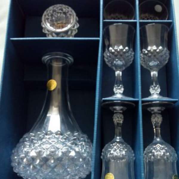 全新 法國 水晶酒瓶 水晶酒杯 套裝
