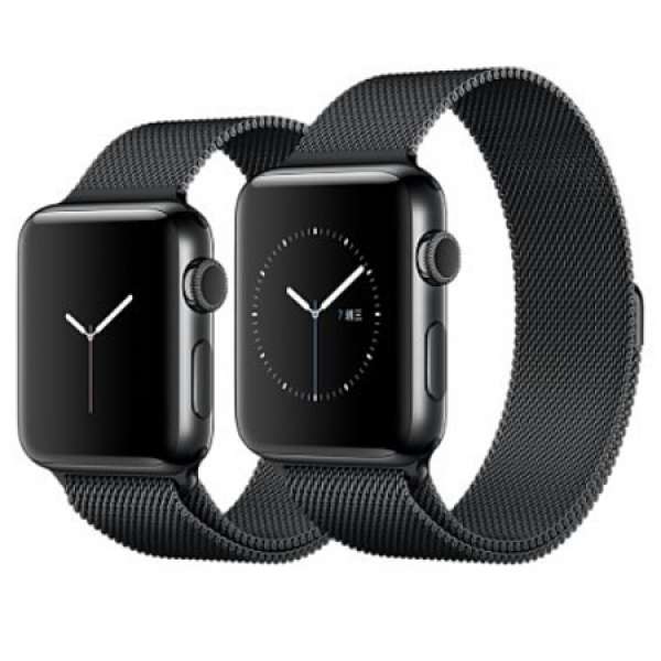 Apple Watch Series 2 42mm太空黑不鏽鋼錶殼配太空黑鋼織手環