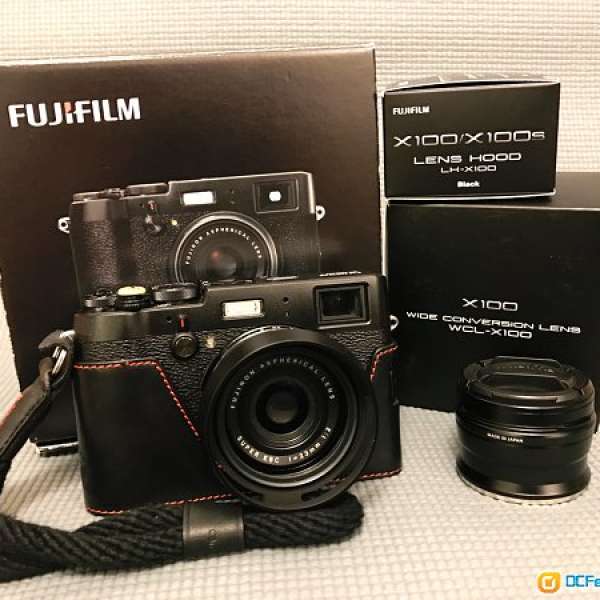 Fujifilm X100T 連原廠遮光罩靚仔配件，WCL-X100 28mm 廣角鏡 (Fuji X100T)