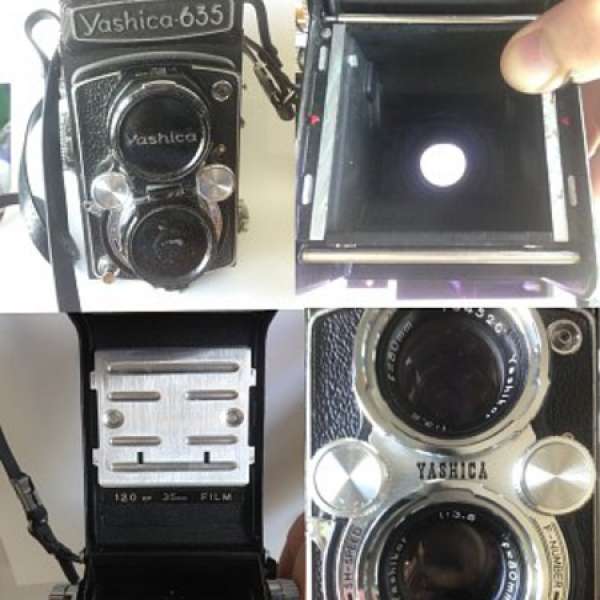 Yashica 635  6x6雙鏡 連15筒120菲林 相機帶 遮光罩 菲林盒