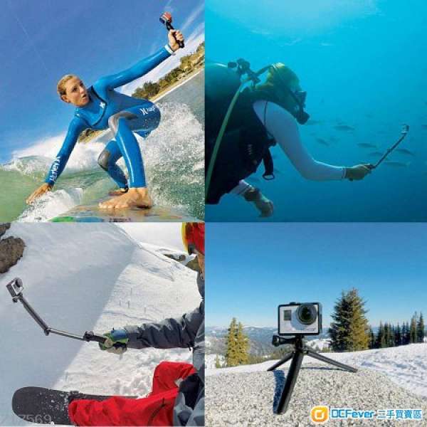 Three 3 way Selfie Handheld Stick Monopod Folding Holder for GoPro 4