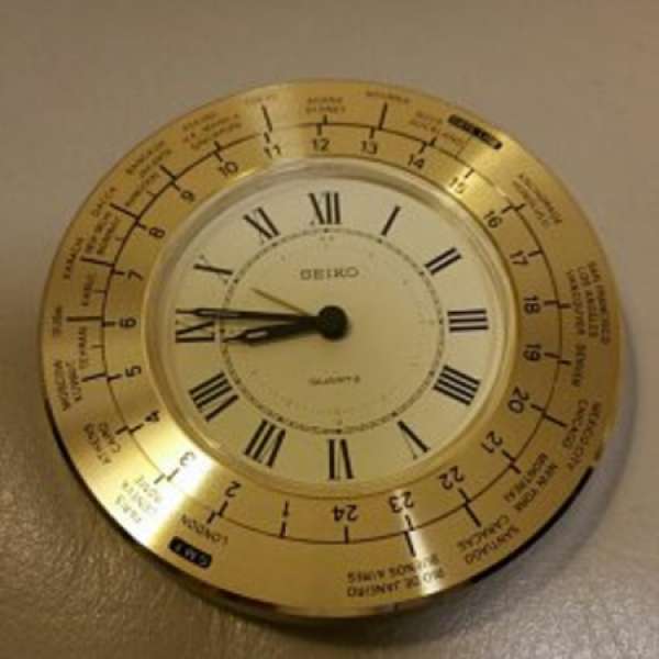 Seiko精工金黃銅世界坐鐘石英時鐘