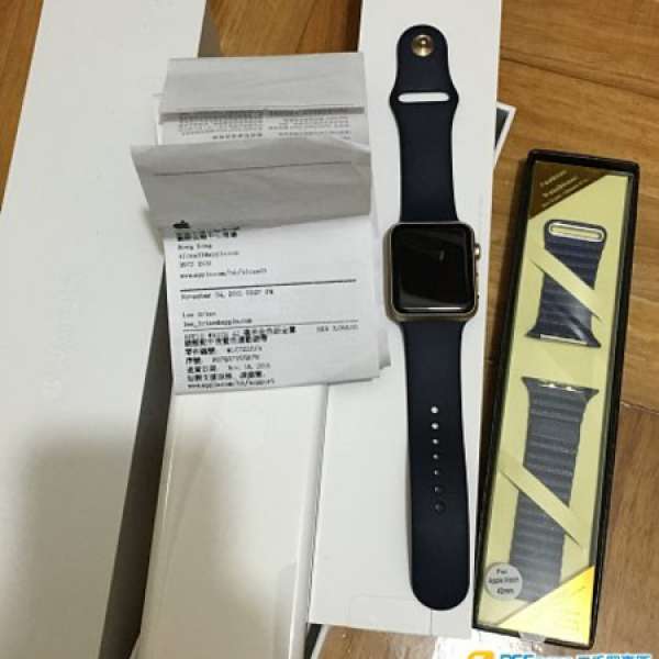 行貨 I Apple watch sport 42mm+ 金色框 blue 藍色 錶帶