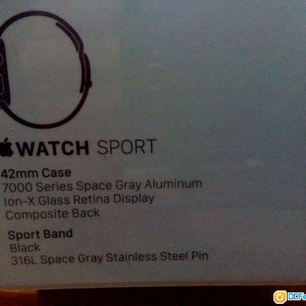 全新未拆盒 Apple watch sport 42mm Space Gray Aluminum 保養期到17年1月