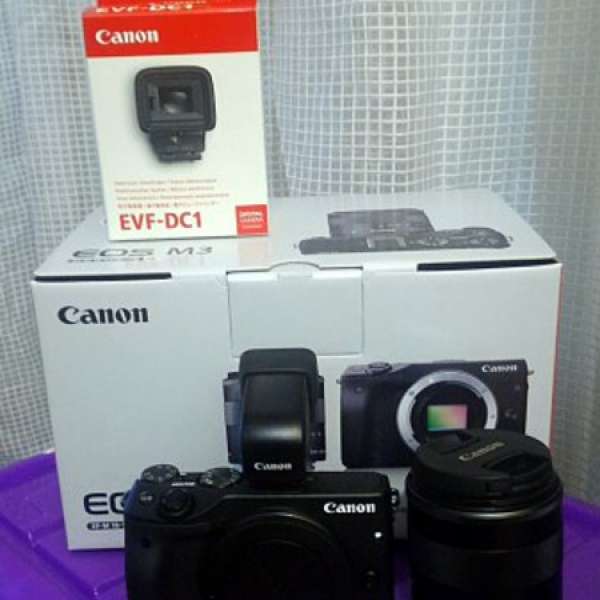 新淨 Canon M3 M-3 Kit 18-55 stm + EVF-DC1 一套出售 不散買