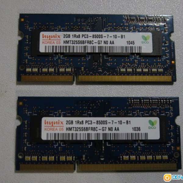 HYNIX 2G DDR3-1066 NOTEBOOK Ram x 2 (兩條)