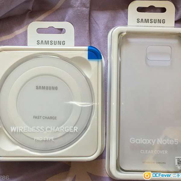 原裝行貨 Samsung Galaxy Note 5 Clear Cover 保護殼(全新)  原裝行貨無線充電器(...